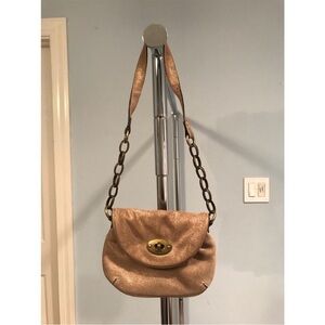 Fossil Tan Shoulder Bag with Gold Chain Strap